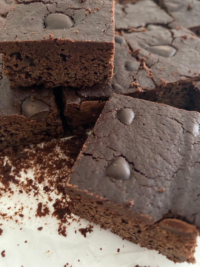 Chocolate brownies in pieces