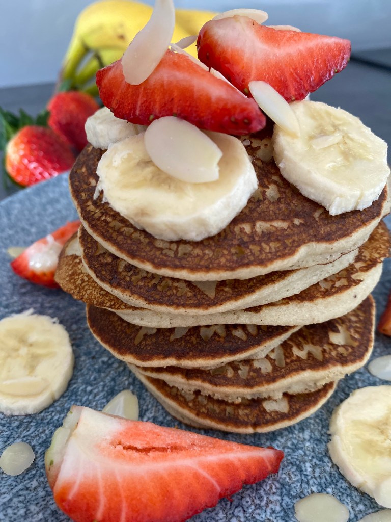 Banana Pancakes with strawberries and banana