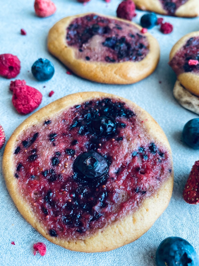 Healthy Berry Buns with Fresh Strawberries and Blueberries