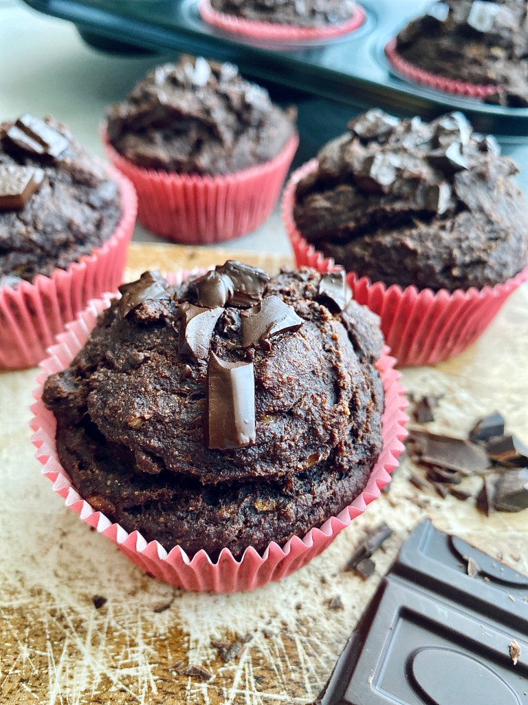 Healthy Chocolate Banana Muffins
