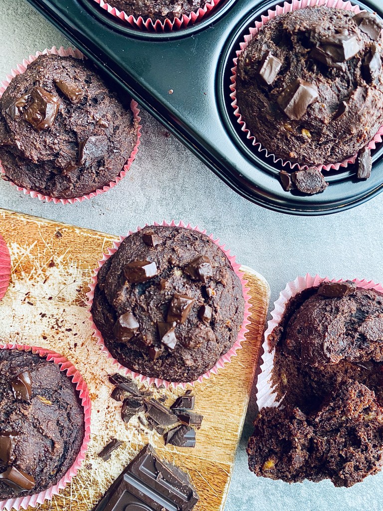 Healthy Chocolate Banana Muffins
