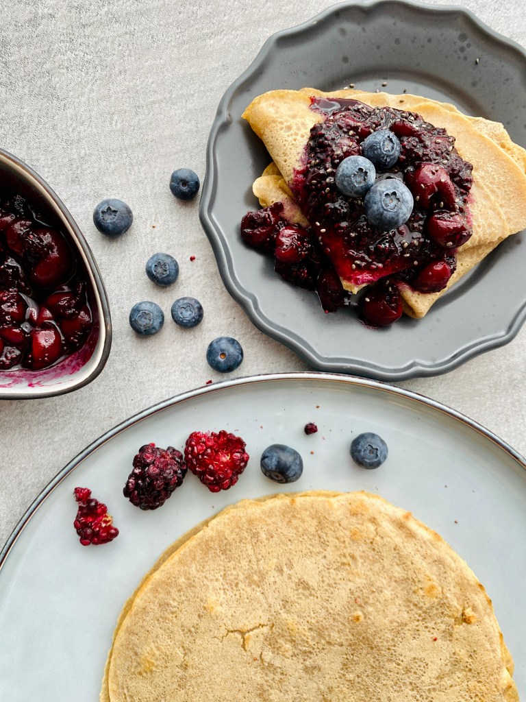 Healthy Crepes with Berry jam