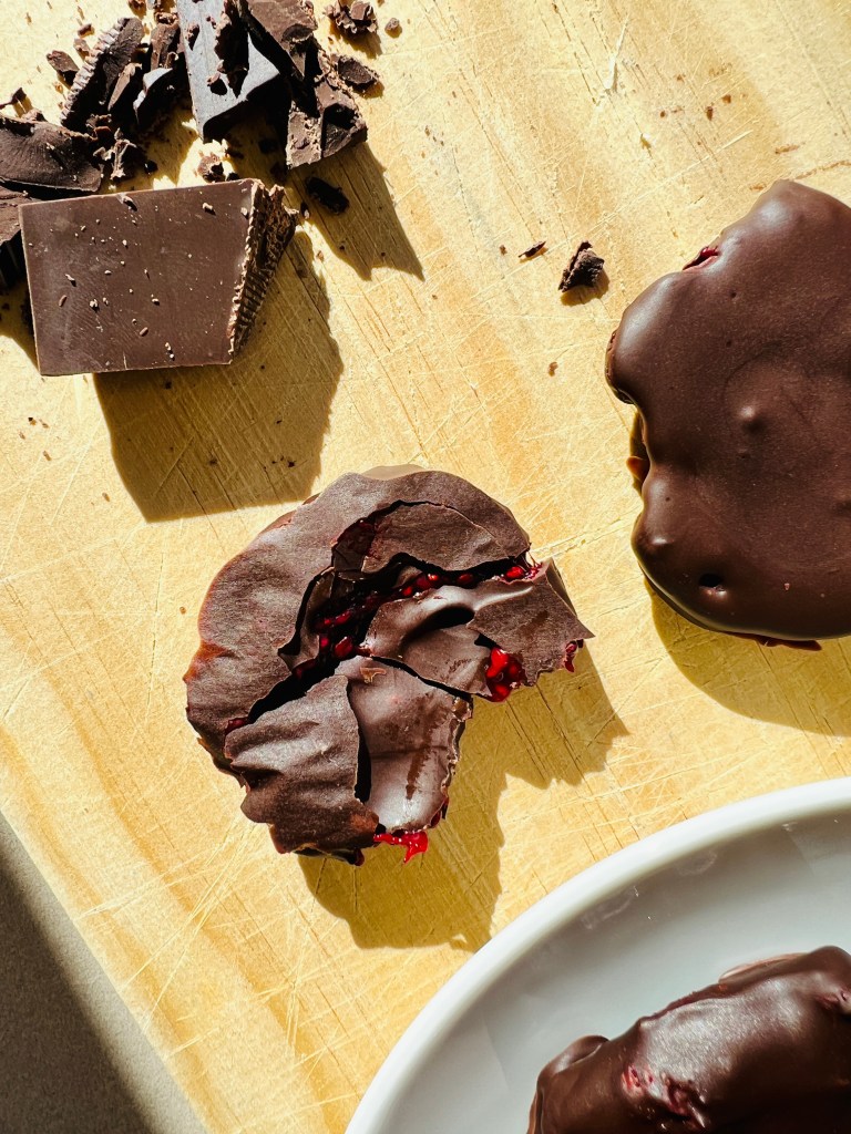 Chocolate Covered Berry Jam Bites