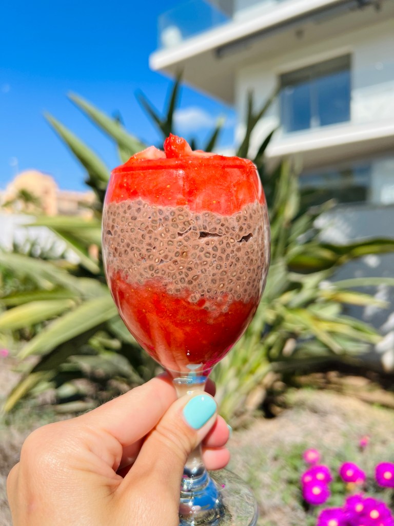Vegan Chocolate Strawberry Chia Pudding